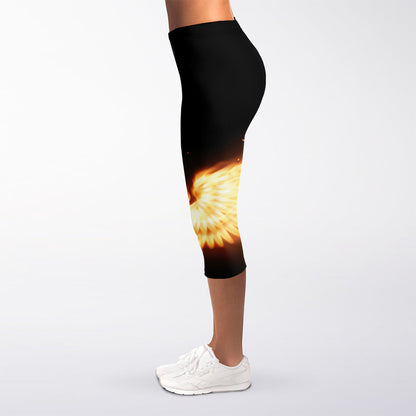 Flame Wings Print Women's Capri Leggings
