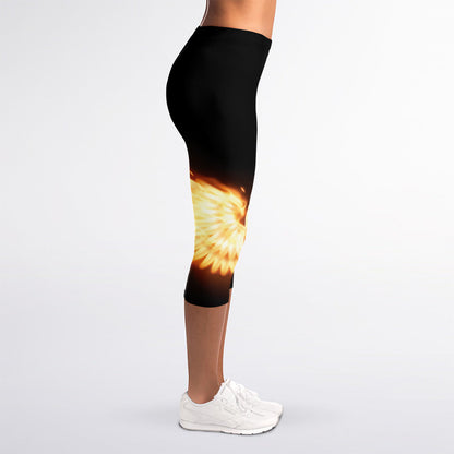 Flame Wings Print Women's Capri Leggings