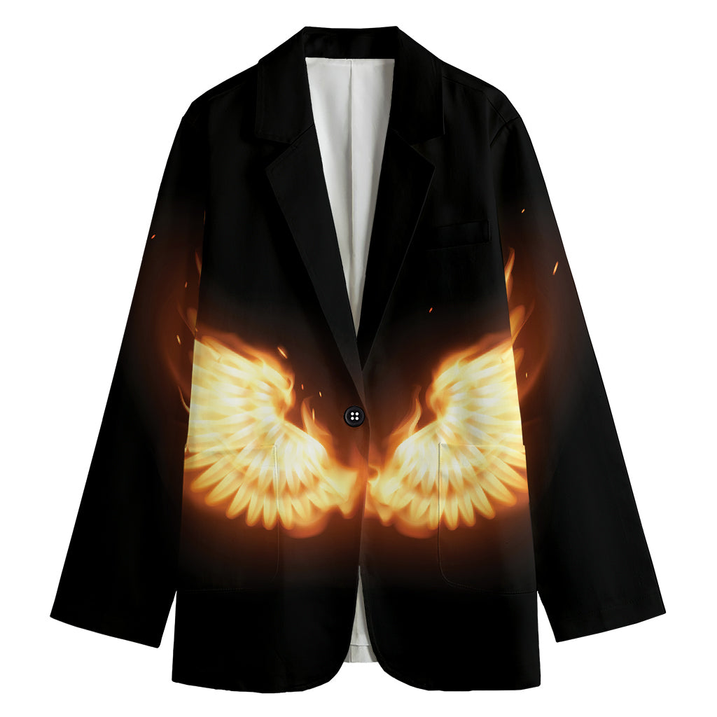 Flame Wings Print Women's Cotton Blazer