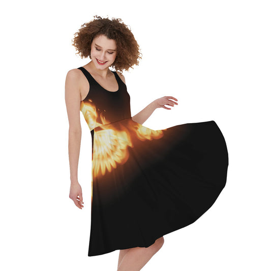 Flame Wings Print Women's Sleeveless Dress