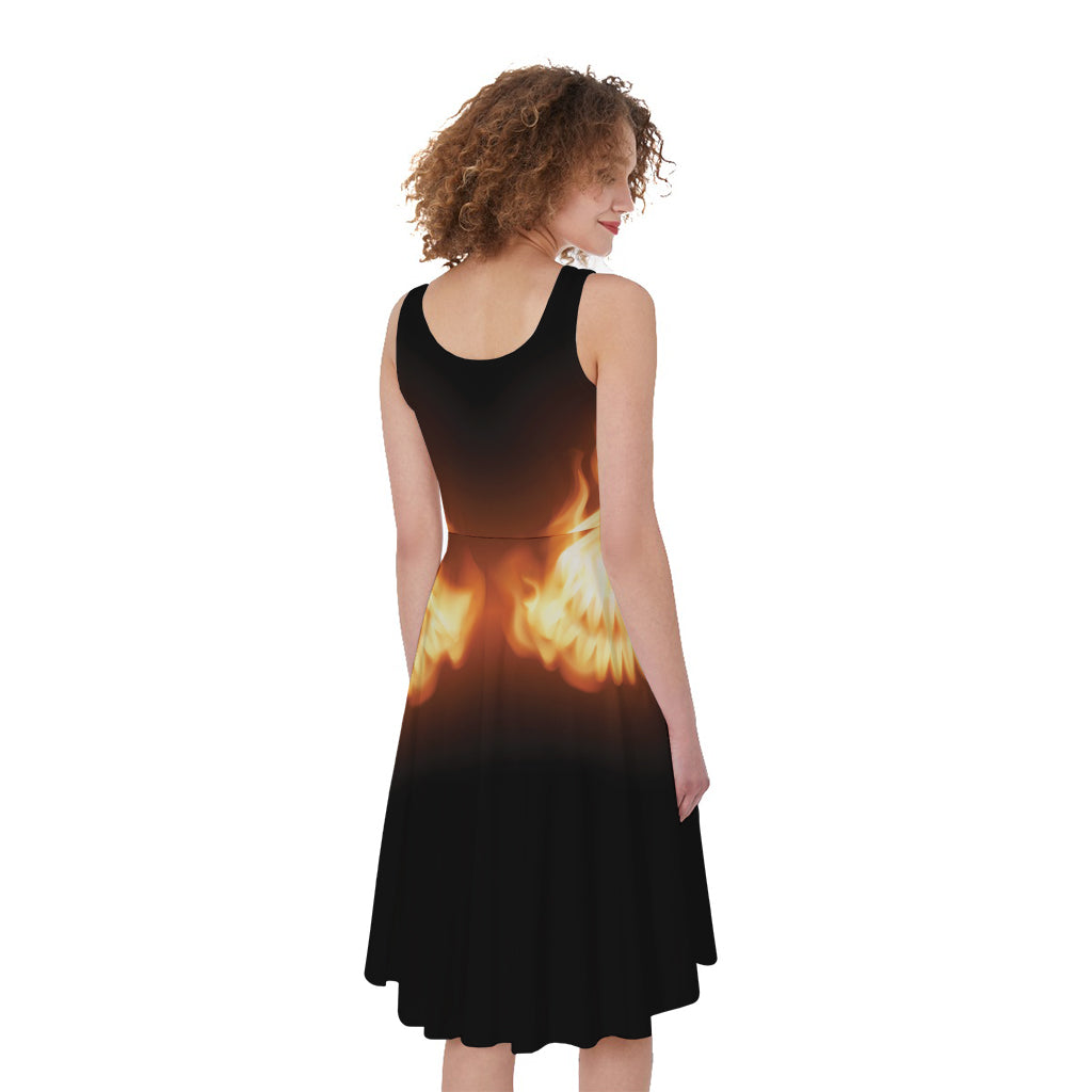 Flame Wings Print Women's Sleeveless Dress