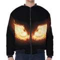 Flame Wings Print Zip Sleeve Bomber Jacket