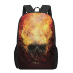 Flaming Demon Skull Print 17 Inch Backpack