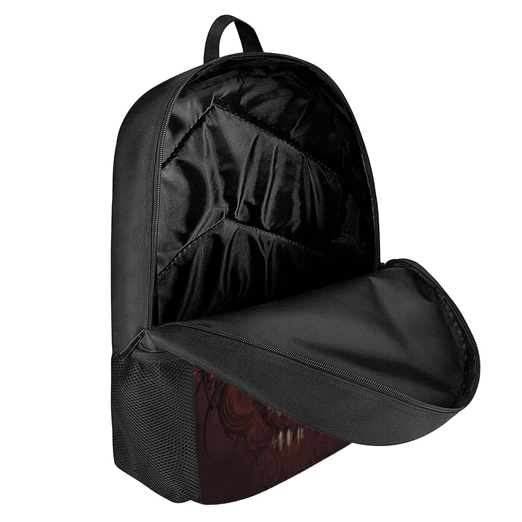 Flaming Demon Skull Print 17 Inch Backpack