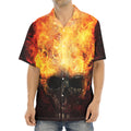 Flaming Demon Skull Print Aloha Shirt
