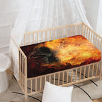 Flaming Demon Skull Print Baby Crib Sheet