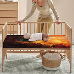 Flaming Demon Skull Print Baby Crib Sheet
