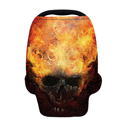 Flaming Demon Skull Print Baby Seat Cover