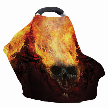 Flaming Demon Skull Print Baby Seat Cover