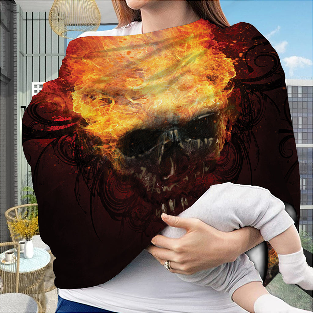 Flaming Demon Skull Print Baby Seat Cover