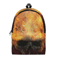 Flaming Demon Skull Print School Backpack