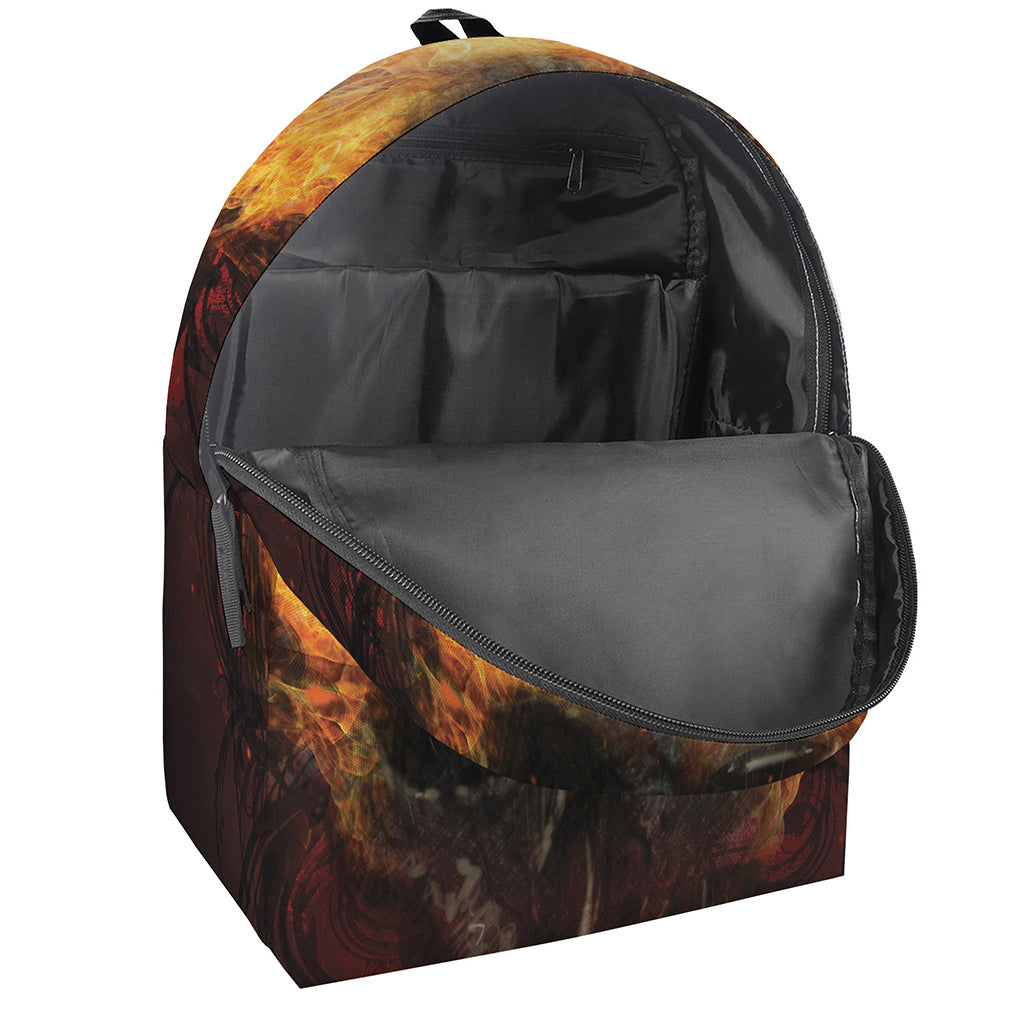 Flaming Demon Skull Print Backpack