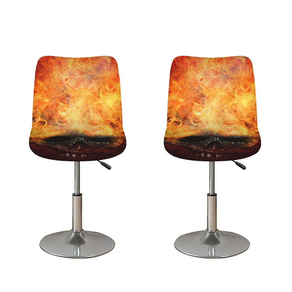 Flaming Demon Skull Print Bar Stool Covers