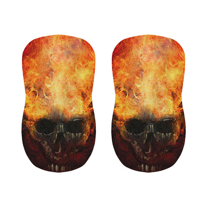 Flaming Demon Skull Print Bar Stool Covers
