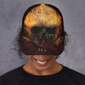 Flaming Demon Skull Print Baseball Cap