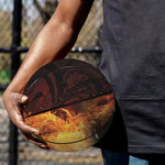 Flaming Demon Skull Print Basketball