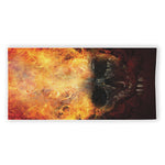 Flaming Demon Skull Print Beach Towel