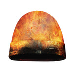 Flaming Demon Skull Print Beanie