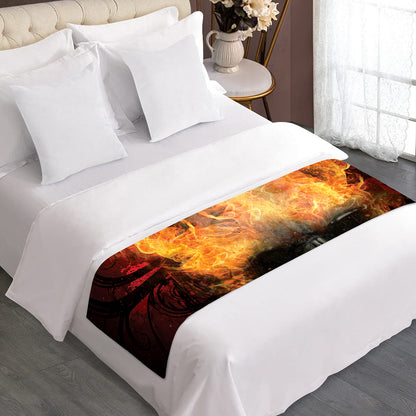 Flaming Demon Skull Print Bed Runner