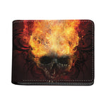 Flaming Demon Skull Print Bifold Wallet