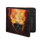 Flaming Demon Skull Print Bifold Wallet
