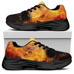Flaming Demon Skull Print Black Chunky Shoes