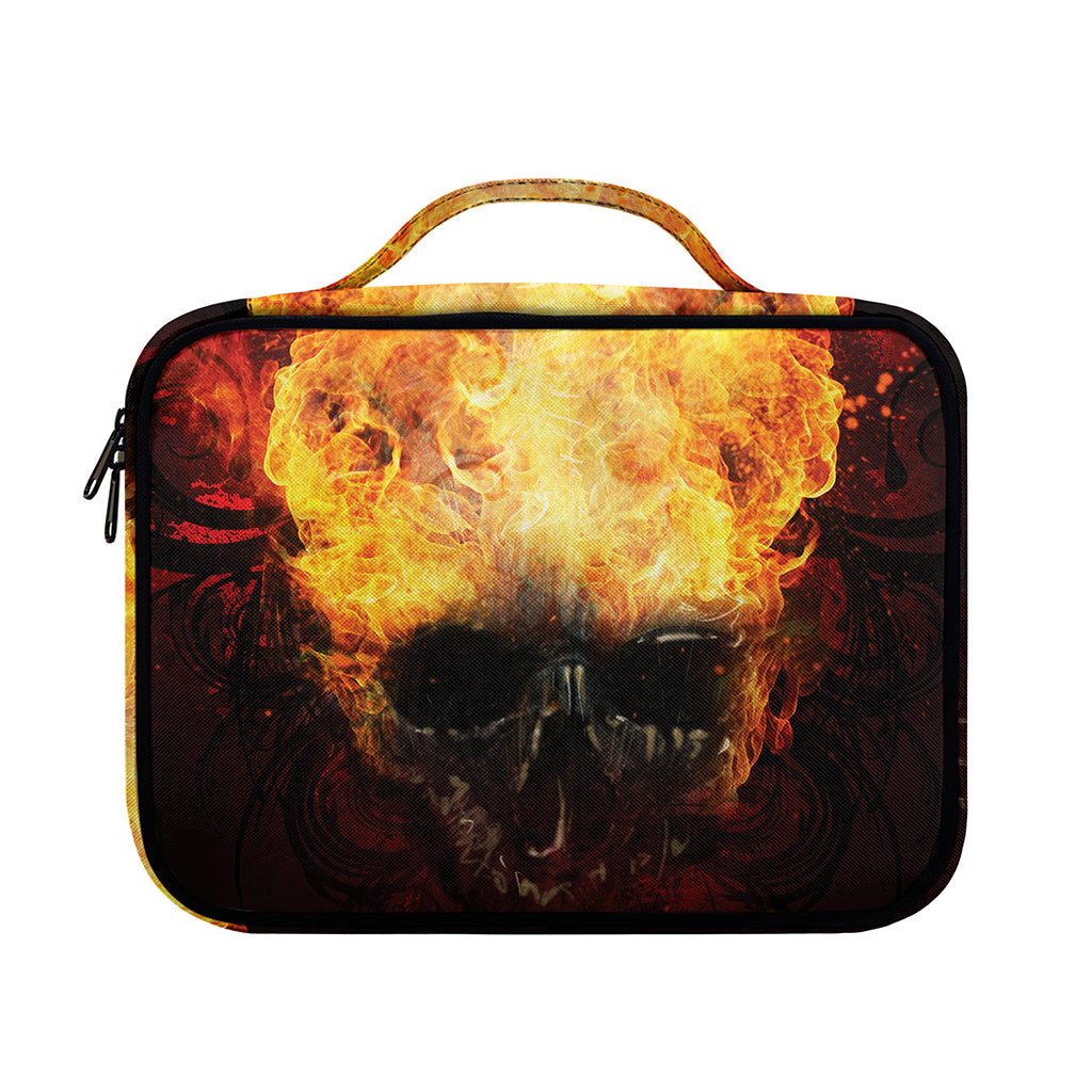Flaming Demon Skull Print Briefcase Bible Bag
