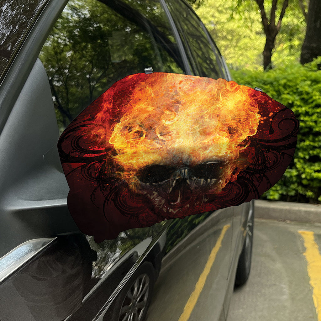 Flaming Demon Skull Print Car Side Mirror Covers