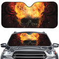 Flaming Demon Skull Print Car Windshield Sun Shade