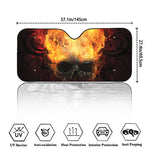 Flaming Demon Skull Print Car Windshield Sun Shade