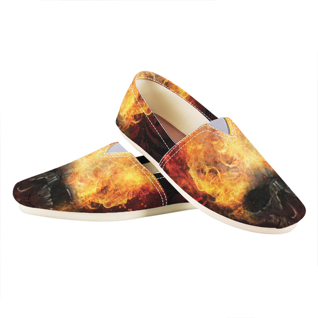 Flaming Demon Skull Print Casual Shoes