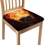 Flaming Demon Skull Print Chair Cushion Cover
