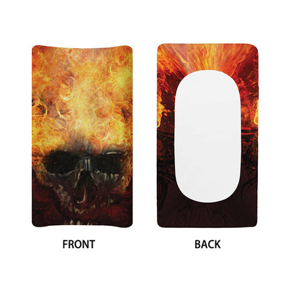 Flaming Demon Skull Print Changing Pad Cover