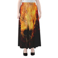 Flaming Demon Skull Print Chiffon Maxi Skirt
