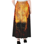 Flaming Demon Skull Print Chiffon Maxi Skirt