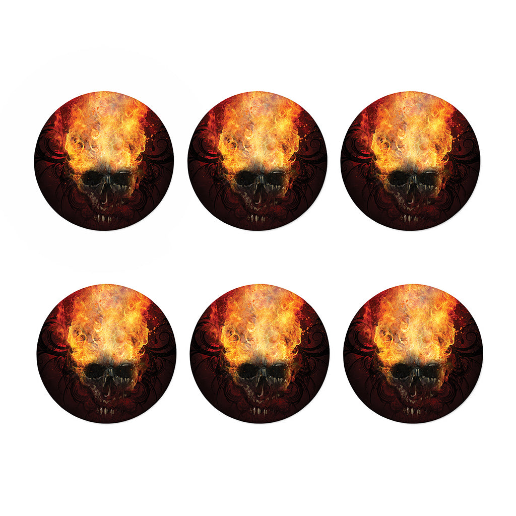 Flaming Demon Skull Print Coaster Set