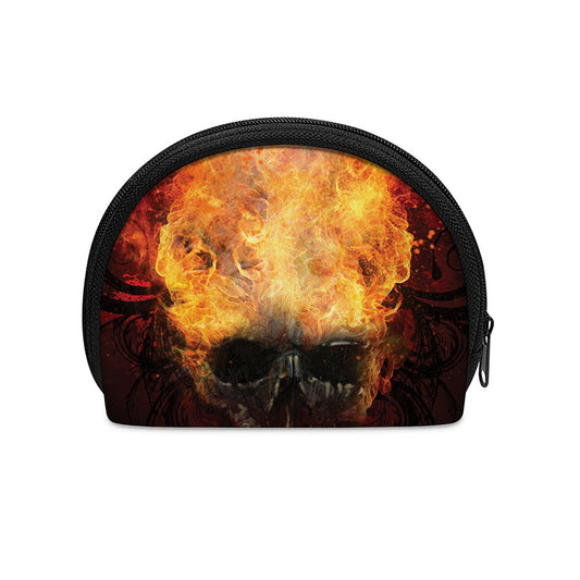 Flaming Demon Skull Print Coin Purse