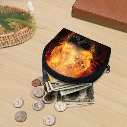 Flaming Demon Skull Print Coin Purse