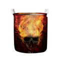 Flaming Demon Skull Print Collapsible Laundry Basket
