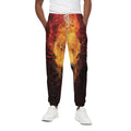 Flaming Demon Skull Print Cotton Sweatpants
