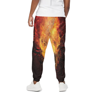Flaming Demon Skull Print Cotton Pants