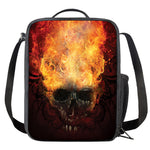 Flaming Demon Skull Print Crossbody Lunch Bag