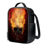 Flaming Demon Skull Print Crossbody Lunch Bag