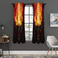 Flaming Demon Skull Print Grommet Curtain Panels