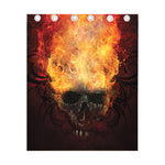 Flaming Demon Skull Print Curtain