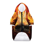 Flaming Demon Skull Print Dog Zip Up Hoodie