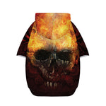 Flaming Demon Skull Print Dog Zip Up Hoodie