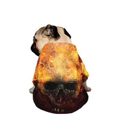 Flaming Demon Skull Print Dog Zip Up Jacket