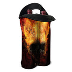 Flaming Demon Skull Print Double Neoprene Wine Tote