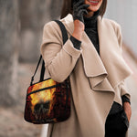 Flaming Demon Skull Print Double Strap Bible Bag